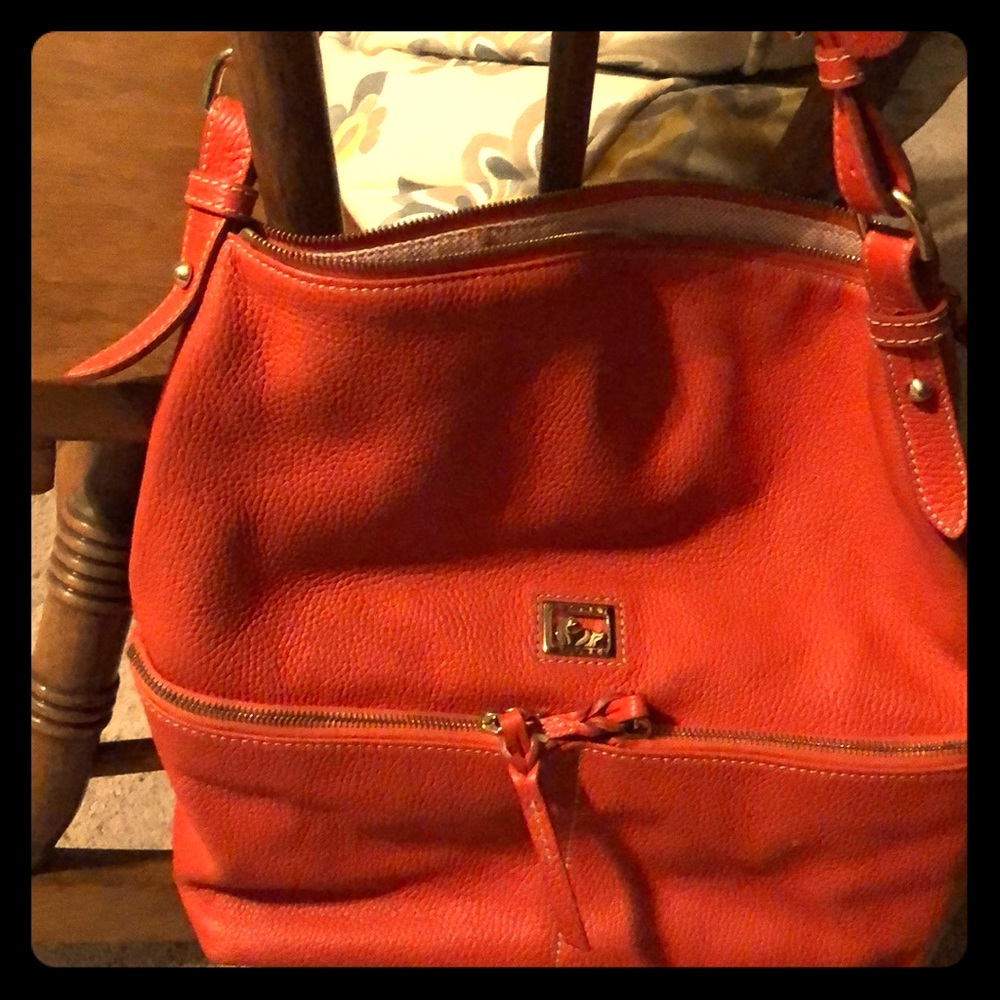 Dooney & Bourke Red Pebbled Leather Shoulder Tote